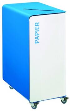 BORNE DE TRI SÉLECTIF 90L ROUL SS SERR ACIER ANTI-UV BLANC+BLEU