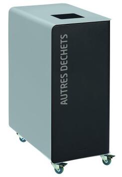 BORNE DE TRI 90L ACIER ANTI-UV AVEC ROULETTES - OUVERTURE PUSH/PULL