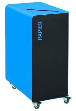BORNE DE TRI 90L SUPSAC, ACIER ANTI-UV, ROULETTES, SANS SERRURE, BLEU