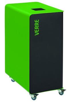 BORNE DE TRI SÉLECTIF 90L AVEC ROULETTES ET OUVERTURE PUSH/PULL - VERT