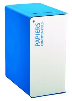 STATION DE TRI SÉLECTIF 65L AVEC SERRURE ET PIEDS RÉGLABLES - BLANC/BLEU