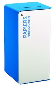 STATION DE TRI SÉLECTIF 75L AVEC SERRURE ET DÉFLECTEUR BLANC/BLEU