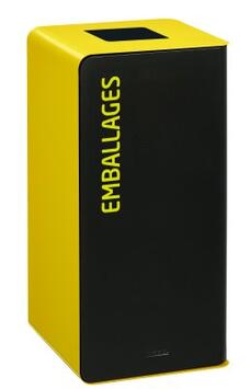 BORNE TRI SÉLECTIF 40L CUBATRI POUR EMBALLAGES - GRIS ET JAUNE
