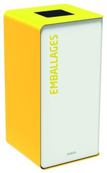 STATION DE TRI SÉLECTIF 75L BORNE CUBATRI POUR EMBALLAGES BLANC/JAUNE
