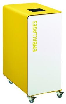 BORNE DE TRI SÉLECTIF 90L CUBATRI AVEC ROUES - EMBALLAGES BC/JA
