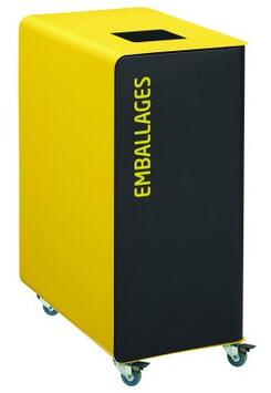 BORNE DE TRI SÉLECTIF 90L SUPSAC AVEC ROUES - EMBALLAGES VERT/JAUNE