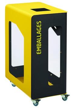 BORNE TRI SÉLECTIF 90L AVEC ROUES ET SERRURE - VERT/JAUNE