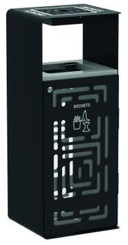CORBEILLE AVEC CENDRIER INTÉGRÉ ARTRI 110L GRIS - ANTI-UV ET ANTICORROSION