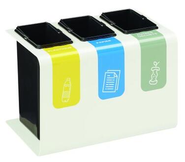 CORBEILLE DE TRI SÉLECTIF TRIBU BLANC 3X8L AVEC STICKERS
