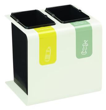 CORBEILLE DE TRI SÉLECTIF TRIBU 2X15L BLANC - ACIER ANTI-UV