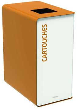 BORNE DE TRI 90L BLANCHE ET MARRON SANS SERRURE - ACIER ANTI-UV