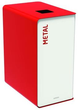 STATION DE TRI SÉLECTIF 90L SANS SERRURE - BLANC/ROUGE