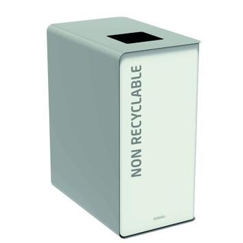 BORNE DE TRI 90L EN ACIER ANTI-UV SANS SERRURE - BLANC/GRIS