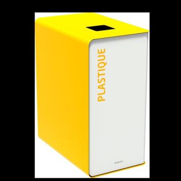 BORNE DE TRI SELECTIF 90L SANS SERRURE - BLANC/JAUNE