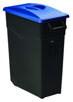 POUBELLE DE TRI SÉLECTIF MOBILE 65L MOVATRI NOIR/BLEU AVEC COUVERCLE