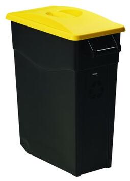 POUBELLE DE TRI MOBILE MOVATRI 65L NOIR/JAUNE AVEC COUVERCLE