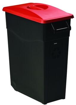 POUBELLE DE TRI MOBILE NOIR/ROUGE 65L AVEC COUVERCLE - MOVATRI