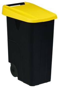 POUBELLE DE TRI MOBILE MOVATRI NOIR/JAUNE 85L AVEC COUVERCLE