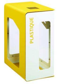 BORNE DE TRI SÉLECTIF 90L EN ACIER + POLYCARBONATE BLANC ET JAUNE