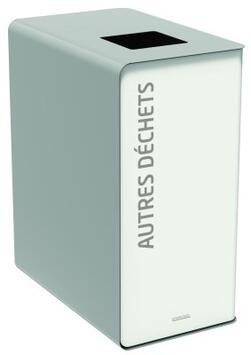 BORNE DE TRI 65L ACIER POUDRÉ ANTI-UV BLANC/GRIS - OUVERTURE PUSH/PULL