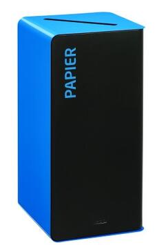 BORNE DE TRI SÉLECTIF 40L BLEU CIEL AVEC PORTE PUSH ET BAC RECYCLÉ