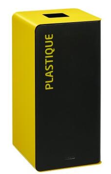 BORNE DE TRI 40L ACIER ANTI-UV AVEC OUVERTURE FRONTALE JAUNE COLZA