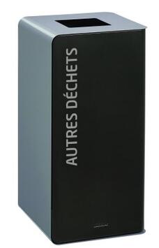 BORNE DE TRI 40L ACIER ANTI-UV AVEC OUVERTURE PUSH - GRIS