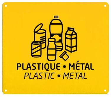 PLAQUE SIGNALÉTIQUE MURALE EN PLASTIQUE JAUNE - ACIER ANTI-UV ET ANTICORROSION