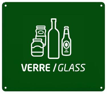 PLAQUE SIGNALÉTIQUE MURALE POUR TRI VERRE, VERT - ACIER ANTI-UV