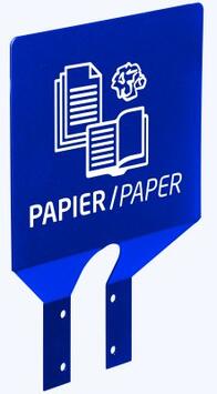 PLAQUE SIGNALÉTIQUE TRI PAPIER POUR POTEAU, BLEU, ACIER ANTI-UV