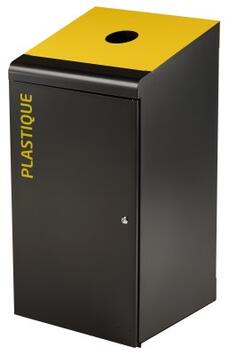 BORNE DE TRI 120L ANTI-UV ACIER JAUNE COLZA 1021 - ANTI-VANDALISME