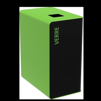 STATION DE TRI 65L AVEC OUVERTURE PUSH/PULL - ACIER ANTI-UV JAUNE VERT