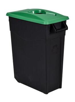 POUBELLE DE TRI MOBILE MOVATRI 65L NOIR/VERT AVEC ROUES ET POIGNÉE