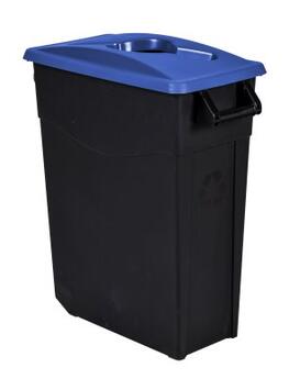POUBELLE MOBILE TRI 65L MOVATRI NOIR/BLEU AVEC COUVERCLE ET ROUES