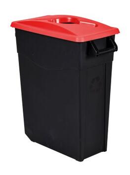 POUBELLE DE TRI MOBILE 65L MOVATRI NOIR/ROUGE AVEC ROUES