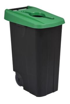 POUBELLE DE TRI MOBILE MOVATRI 85L NOIR/VERT AVEC ROUES ET POIGNÉE