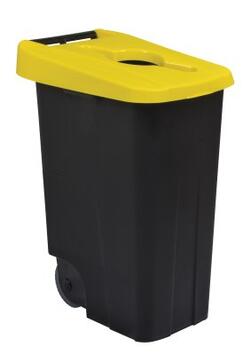 POUBELLE DE TRI MOBILE MOVATRI 85L NOIR/JAUNE AVEC COUVERCLE