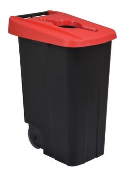 POUBELLE DE TRI MOBILE MOVATRI 85L NOIR/ROUGE AVEC COUVERCLE
