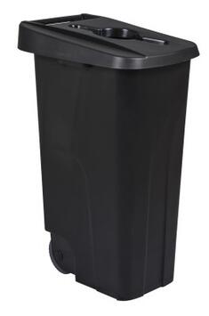 POUBELLE DE TRI MOBILE 110L MOVATRI NOIR AVEC COUVERCLE OUVERT