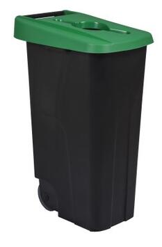 POUBELLE DE TRI SÉLECTIF MOBILE 110L MOVATRI NOIR/VERT AVEC COUVERCLE