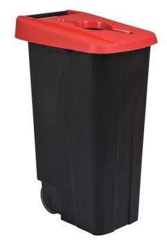 POUBELLE DE TRI MOBILE MOVATRI 110L NOIR/ROUGE AVEC COUVERCLE