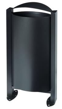 CORBEILLE ARKEA 60L AVEC PIED ET CENDRIER, ANTHRACITE MAT, ANTI-CORROSION