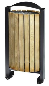 CORBEILLE ARKEA 60L AVEC FACADE BOIS ET GRIS MANGANÈSE