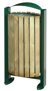 CORBEILLE ARKEA 60L AVEC FAÇADE EN BOIS VERT MOUSSE - ANTI-CORROSION ET ANTI-UV
