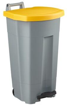 POUBELLE MOBILE À PÉDALE BOOGY 90L - GRIS/JAUNE - POLYÉTHYLÈNE