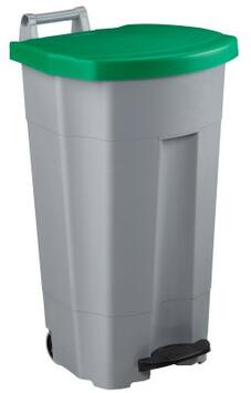 POUBELLE MOBILE À PÉDALE BOOGY 90L GRIS/VERT - POLYÉTHYLÈNE HD