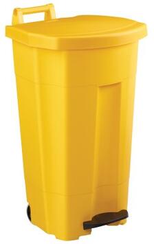 POUBELLE MOBILE À PÉDALE BOOGY 90L JAUNE - POLYÉTHYLÈNE HAUTE DENSITÉ