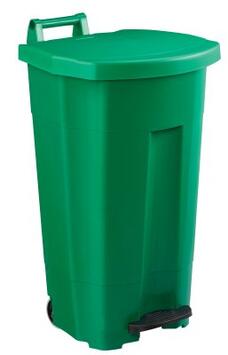 POUBELLE MOBILE À PÉDALE BOOGY 90L VERT - POLYÉTHYLÈNE HD & INOX