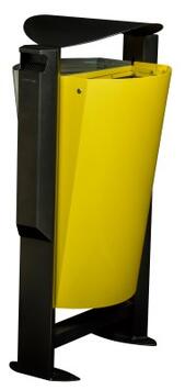 CORBEILLE MÉTALLIQUE ARKEA 2X60L AVEC CENDRIER 3L GRIS/JAUNE