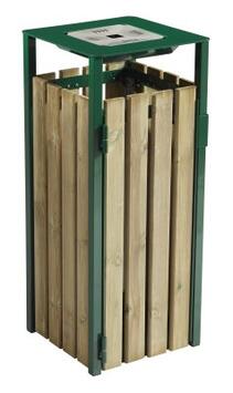 CORBEILLE EDEN 110L AVEC CENDRIER 1.5L VERT - ACIER ANTI-CORROSION